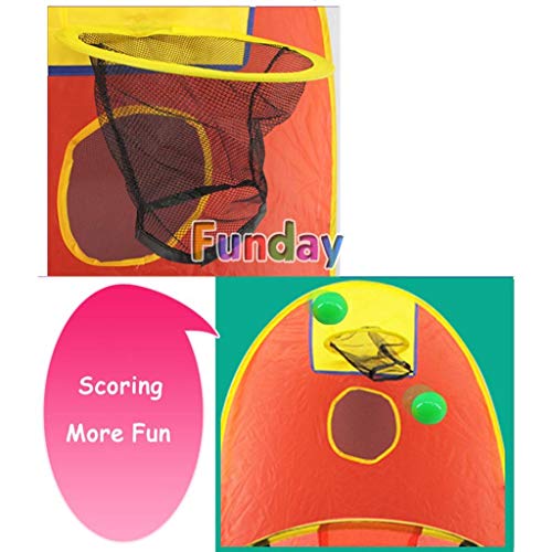 Kasien Kids Portable Ball Shooting Tent, Outdoor Indoor Shooting Tent Folding Play House Basketball Hoop Shooting Tent with 4 Balls Best Gifts