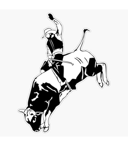 Adesivo Auto Cowgirl Rodeo CHANYI - Decalcomania In Vinile 18.5x13.9 Cm, Per Auto, Moto, Frigo | Nero/Argento