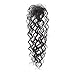 7 Pcs Jerry Curly Synthetic Hair Extensions Jerry Curly Bundles Weave Hair with One Closure Natural Black Color Mixed Length (16'' 18'' 20'' with 16'' closure, Black)