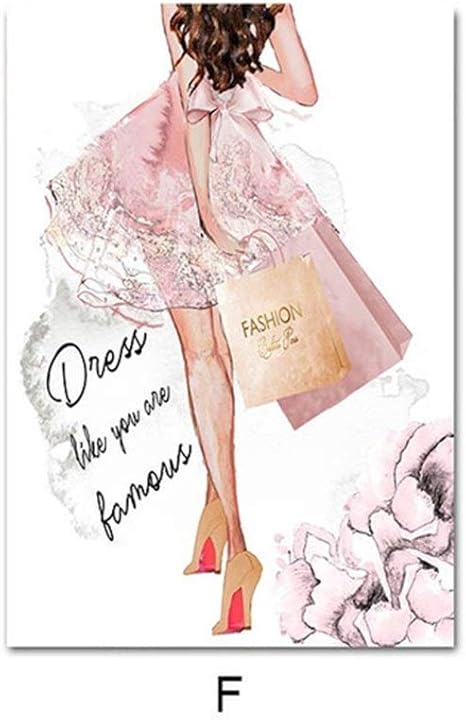 Amazon ウォールピクチャーモダンガールルームホームデコレーション絵画ピンクの花の香水ファッションポスターまつげ唇メイクを印刷キャンバスアート Color Picture F Size Inch A3 30x42cm No Frame ウォールステッカー オンライン通販