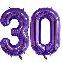 Purple 30 Number Balloon, 40 Inch