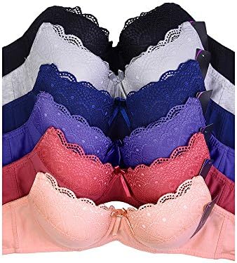 Daily Basic Women Full Cup Plain Lace Bra - 6 Pack (Mix Color 15, 36C)