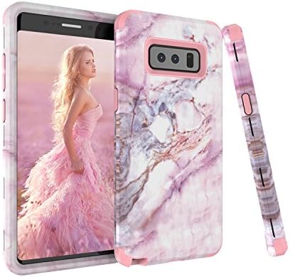 Galaxy Note 8 Case, AIKIN 3in1 Marble Design Anti-Scratch Shock-Absorption Bumper PC+TPU Rubber Silicone Protective Case Cover for Samsung Galaxy Note 8 (RoseGold)