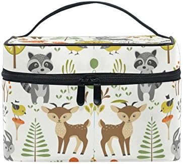 OREZI Large Multifuncation Cute Woodland Animals Mushrooms Berries Cosmetic Bag Makeup Travel Toiletry Travel Kit Organizer Case with Quality Zipper Portable for Makeup Bag for Women