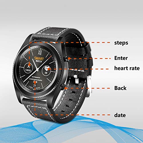 DTNO.I Smart Watch GPS Smart Watch Sports Smart Watch Wearable Devices Multifunction Bracelet Compatible with Android iOS (leather)