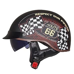 LIXIAOHONGG Volwassen Halve Helm,Vintage Jet-Helm Halve Helm,Mannen En Vrouwen DOT/ECE Goedgekeurd Vintage Locomotief…