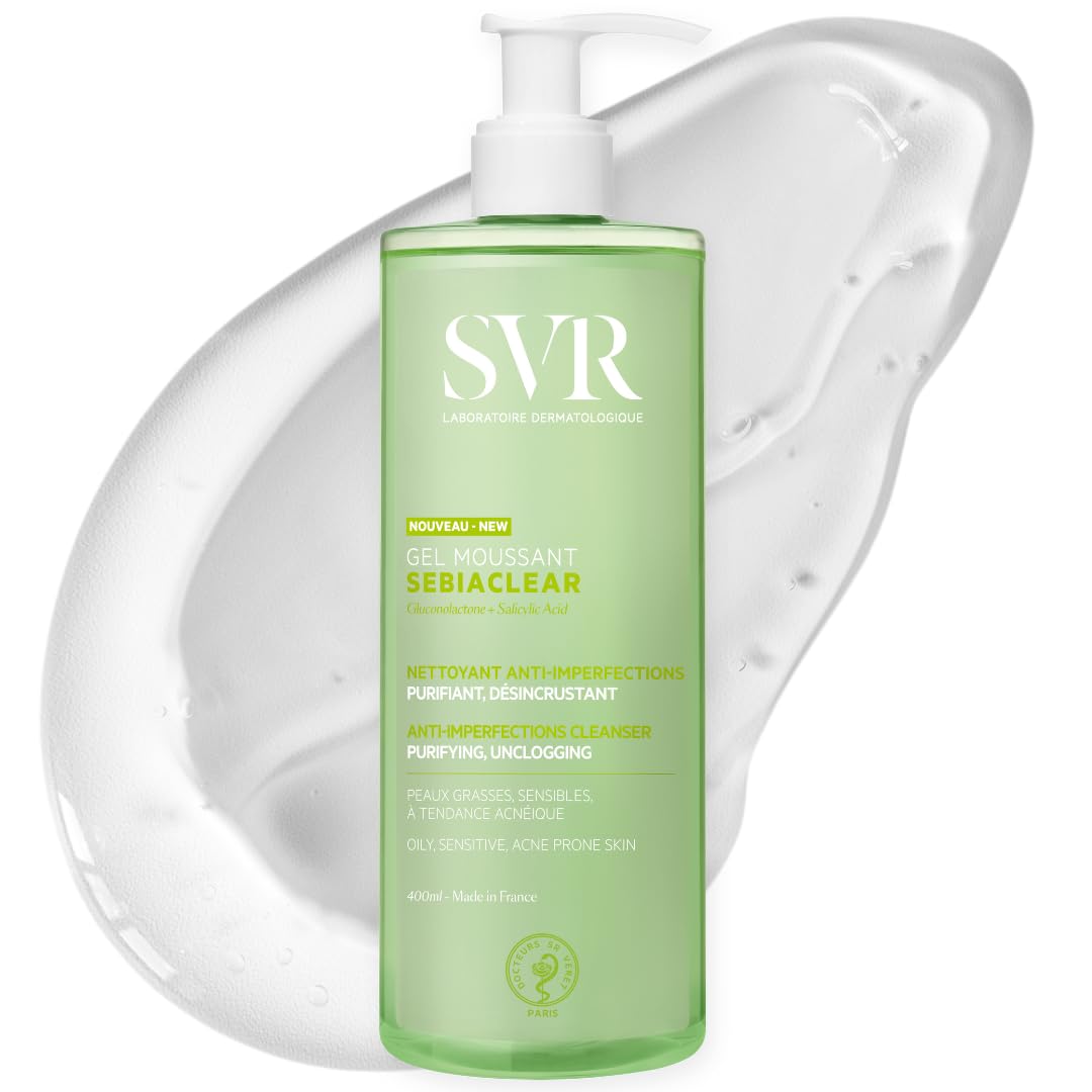 SVR SEBIACLEAR Salicylic Acid Face and Body Wash for Oily, Acne-Prone, and Combination Skin. Purifying, Unclogging Soap-Free Foaming Gel Cleanser, 400ml — image 1