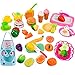 Balnore Kids Play Food Sets,50 Pcs Cutting Food Set for Market Educational Pretend Play,Kitchen Accessories Fake Food, Party Favor Supplies for Kids Toddlers Toys