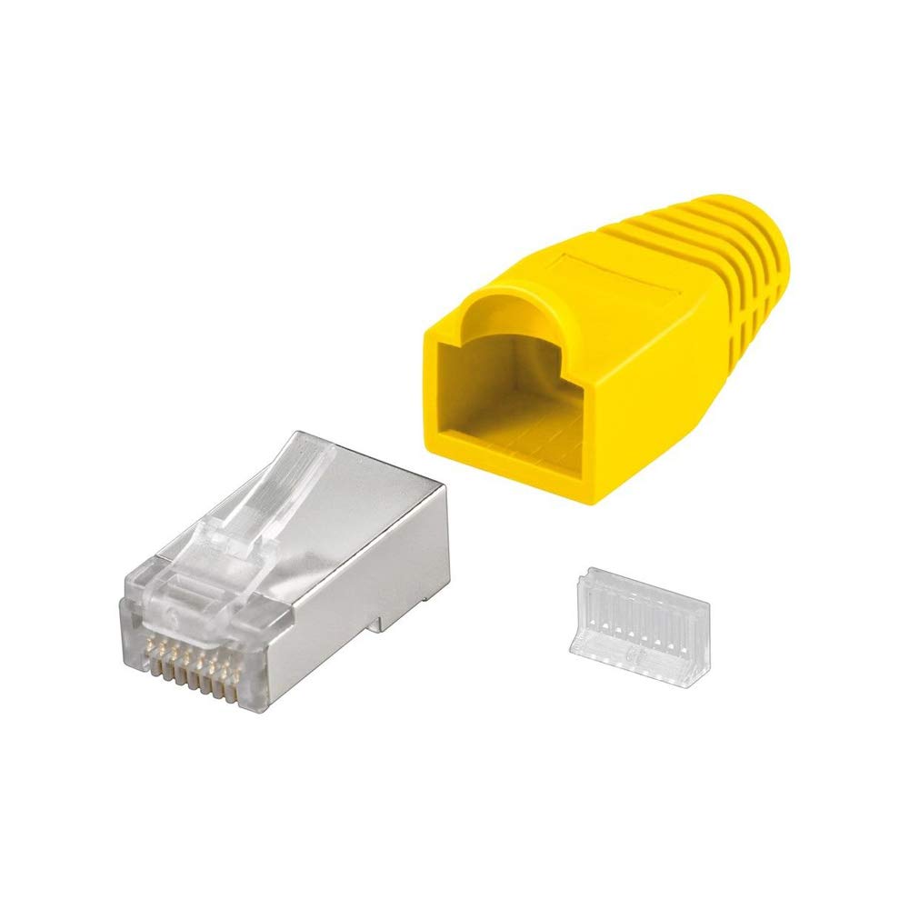 Goobay 68745 RJ45 plug, CAT 5e STP shielded with kink protection sleeve.