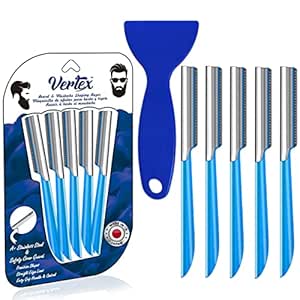 Beard Mustache Straight Edge Razor – Mens Beards Edgers Shaping Tool Home Men Eyebrow Shaper | Straight Mustaches Edger Goatee Angles | Travel Razors Disposable Stainless Steel Blade Straightener