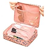 Itraveller Printed Multifunction Portable Travel Toiletry Bag Cosmetic Makeup Pouch Case Organizer for Travel (Pink Leopard Print)