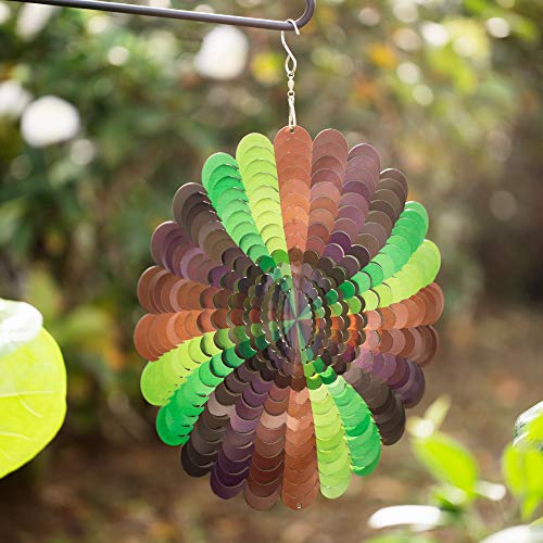Homarden Metal Garden Wind Spinner: 12 x 12 Inch 3D Stainless Steel Outdoor Kinetic Yard Spinner - Large Decorative Wind Spinners with S Shaped Hanging Hook - Rainbow Yard and Lawn Art Decorations
