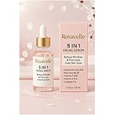 Rosavelle™ 5-in-1 Facial Serum with Hyaluronic Acid, Vitamin C, Niacinamide, Collagen & Vitamin E | Lightweight Hydrating Face Serum for Brightening, Anti-Aging & Daily Skincare | 1.0 fl oz