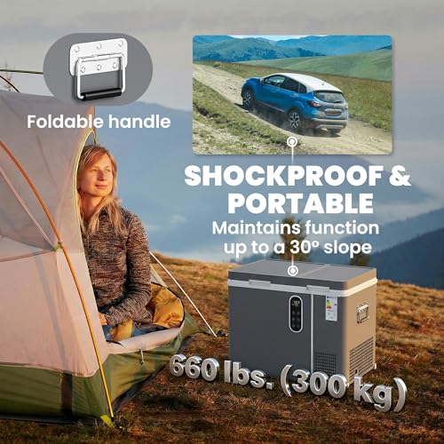Outsunny 12 Volt Car Refrigerator, Dual Zone 48QT Car Fridge with App Control, 12/24V DC and 100-240V AC, -4℉-68℉, Portable Freezer Compressor for Travel, Truck, Campervan, RV