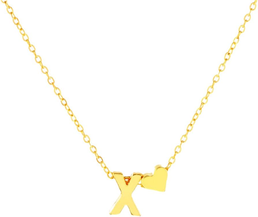 SUZN Fashion English A-Z Letter Necklace with Heart Alphabet Pendant Necklace