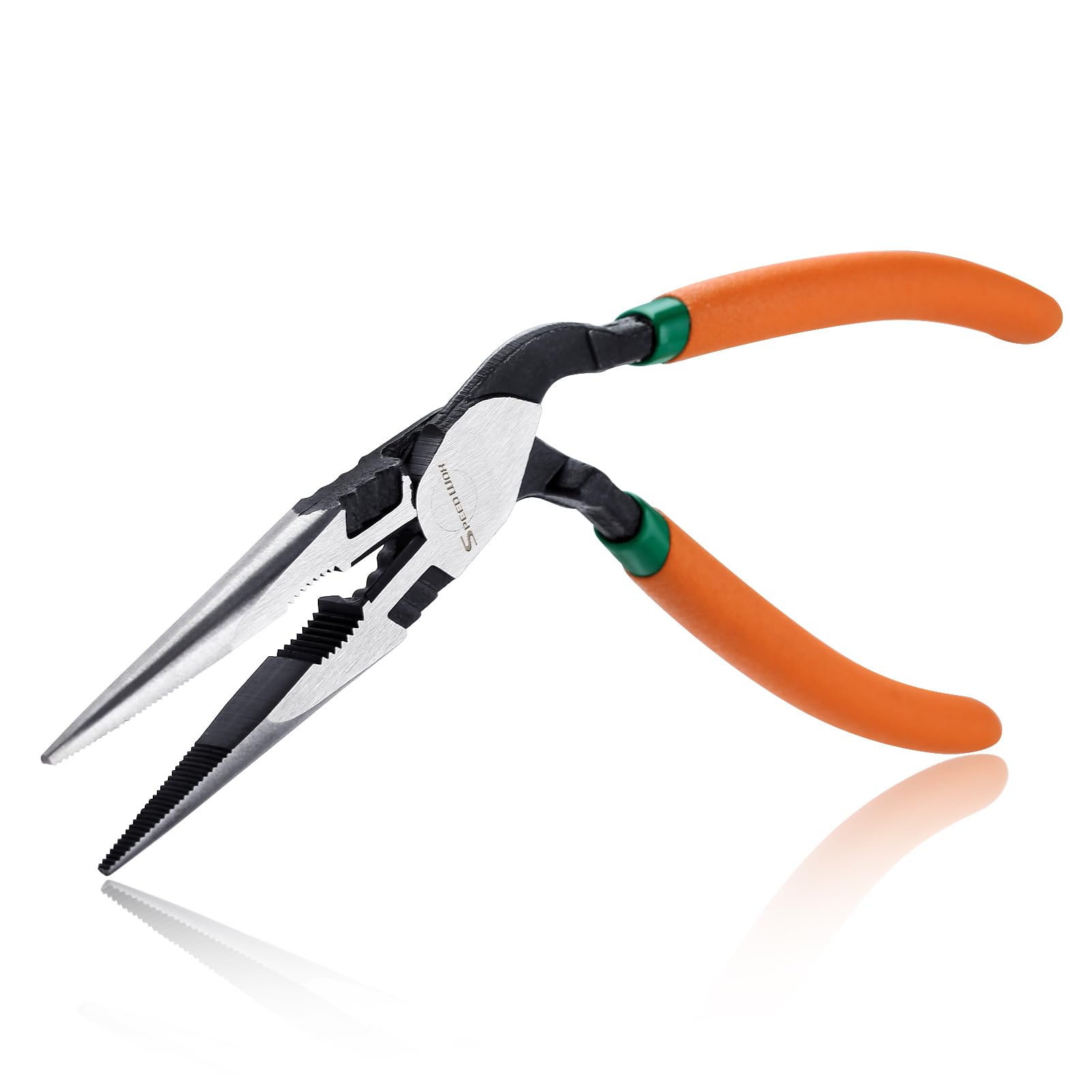 SPEEDWOX High Leverage Long Nose Pliers Pistol Grip Pliers High Leverage Pistol Grip Professional Tool Wire Cutters Reduce Effort by 35% Offset Angled Head Offers Increased Access and Leverage