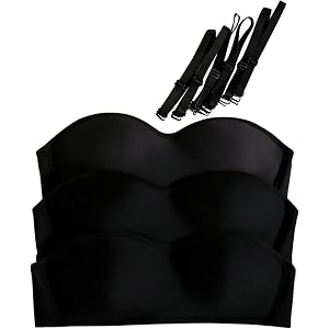 OYOANGLE Girl's 3 Pack Strapless Padded Bandeau Bra | Lightweight Training Bralette, Seamless, Multipack, With Detachable Str
