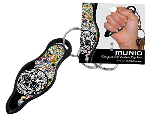 MUNIO Designer Self Defense Kubotan Keychain with Ebook (Sugar Skulls)