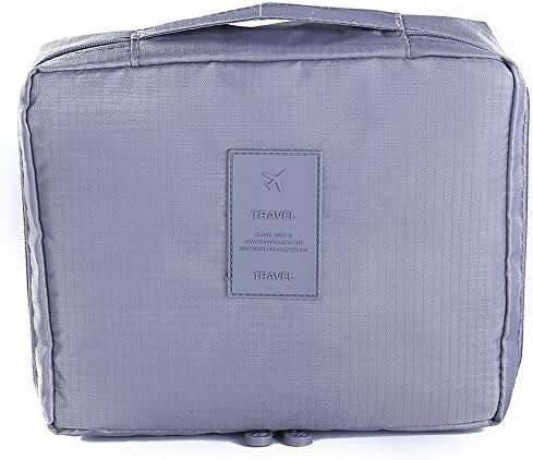 icngo Women Travel Cosmetic Bags with Handle Portable Makeup Organizer Waterproof Multifunctional Printed Wash Case Kit (Light Grey)