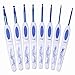LFBEST 16 PCS Ergonomic Crochet Hooks,Non Slip Handle, Knitting Needles, Crochet Kits with Blue White Porcelain Pattern Case,with Portable Scissor,Gauge Measure Ruler