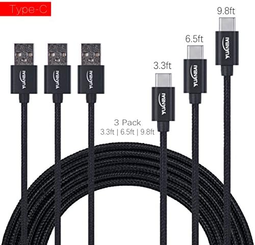 YUANBAI 3 Pack Type C 2.0 USB Cable Fast Charger Nylon Braided Cord for Samsung Galaxy Note 8 S8 S8 Plus, LG G6 G5 V20, Sony XZ, HTC 10, Nexus 5X/6P,