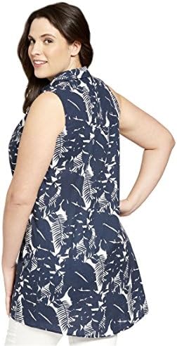 Jessica London Women's Plus Size Linen-Blend Sleeveless Shirt