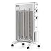 TURBRO Arcade HR1015 Electric Mica Heater 1500W, ETL & CA Prop 65 Certified Micathermic Flat-Panel Heater with Adjustable Thermostat, Quiet for Home and Office 120V (White)