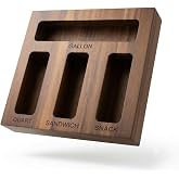 Grain Haven Premium Acacia Wood Sandwich Bag Storage Box - Food Storage Bag Holder, Snack Bag Storage Organizer, Plastic Bag Organizer for drawer, Kitchen Organization and Storage Solution