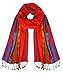 Peach Couture Rainbow Silky Tropical Feather Pashmina Wrap Shawl Scarf Cherry Red