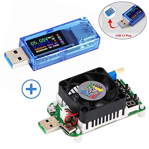 MakerHawk USB 3.0 Tester Multimeter 3.7-30V 0-4A USB Voltage Tester USB Digital Current, Voltage Tester Meter Voltmeter AT34 and USB Load Tester Electronic Load Tester Resistor Module LD35 35W DC4-25V