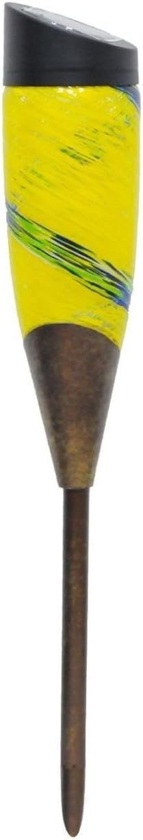 28 Inch Hand-blown Glass Solar Torchlight Garden Stake, Yellow (Holiday 50%off)