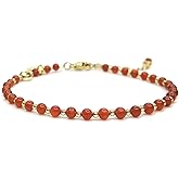 Morchic 3mm Tiny Beads Natural Gemstone Bracelet for Women, Adjustable 7.1" Energy Gem Charm Jewelry, Dainty Handmade Birthday Gift