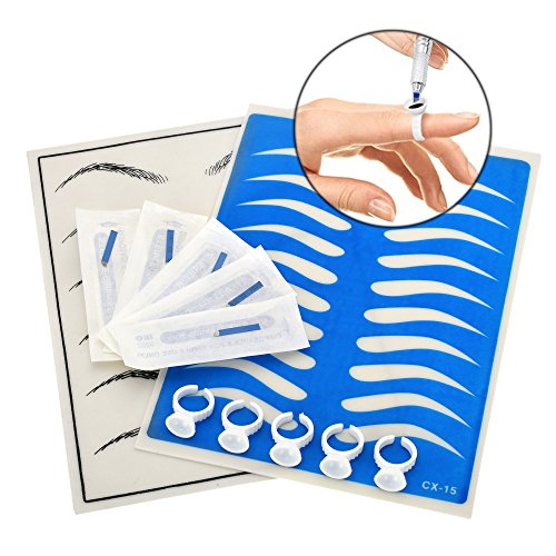 ATOMUS Microblading Ring Cup Set – 5 Metall- + 100 Plastik-Ringe Mit Stift