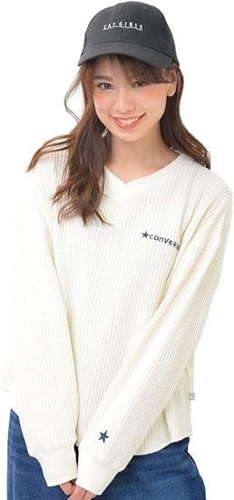 Amazon アイボリー L ディーループ D Loop Converse コンバース Vネック ストレッチ サーマルカットソー Tシャツ レディース ワッフル 長袖 006 2 Tシャツ カットソー 通販