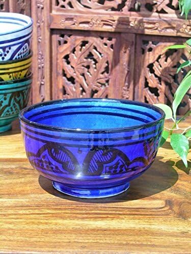 Traditional Moroccan soup bowl in blue