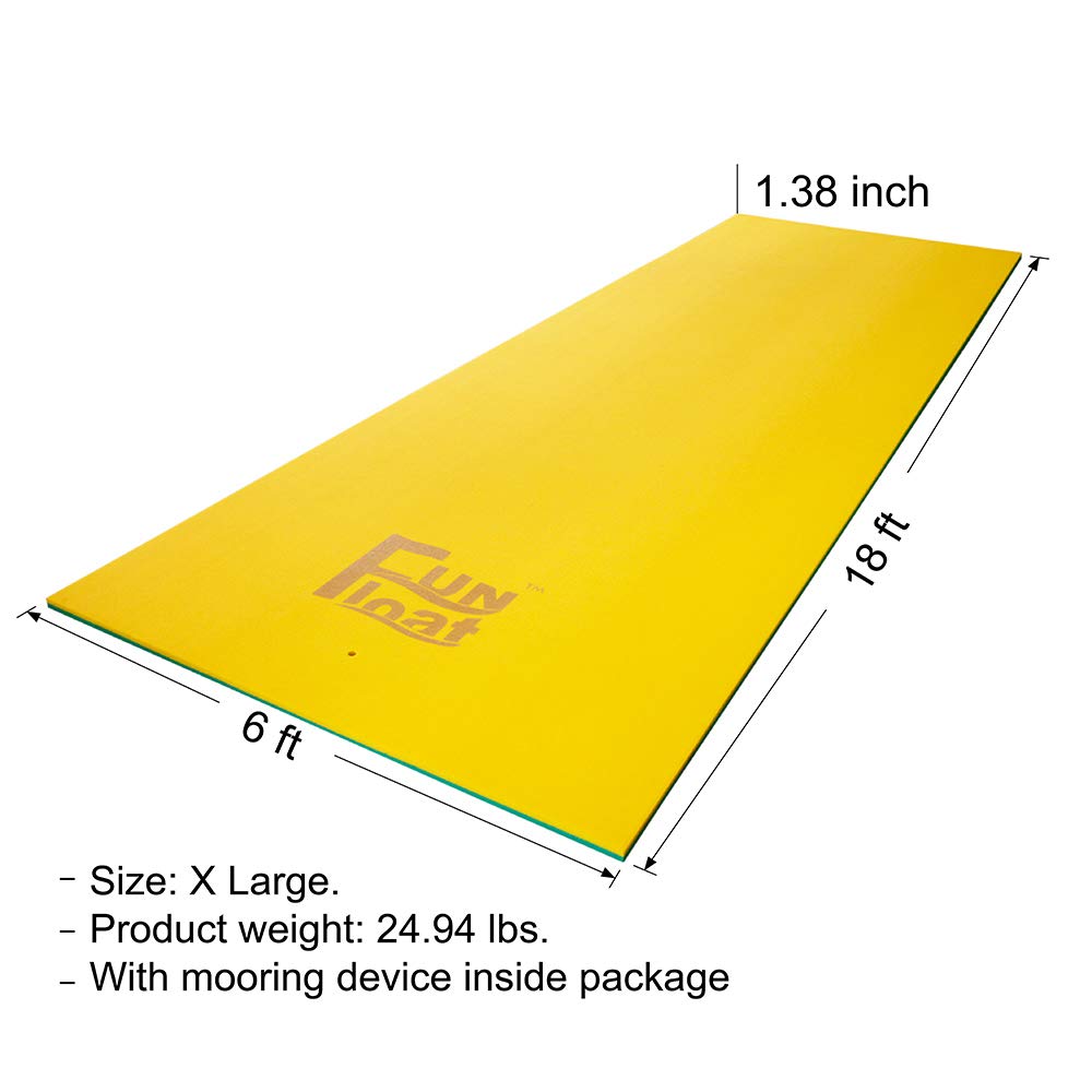 Fun Float Floating Water Mat, Swimming Island,Aqua Pad,Used in Lake,Pool,on Beach,for Relax, Vacation,Water Activities,Sports,Recreations,Parties,with Mooring Device,Rolled Packed
