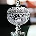 Crown-Embossed Glass Sugar/Candy Dish Bowl with Cover Lid - Transparent