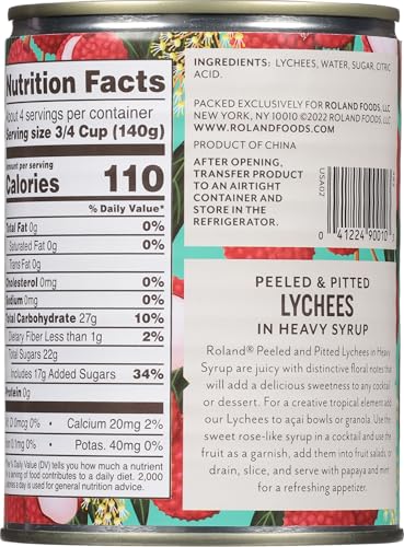 ROLAND WHOLE LYCHEES IN HEAVY SYRUP (19.9 OZ CANS) 2 PACK