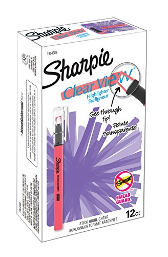 Sharpie Clear View Highlighter Stick, Chisel Tip, Fluorescent Coral, Box of 12 (1964388)