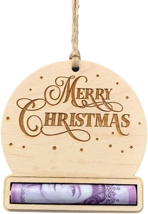 Tree Stands - JHIALG Christmas Unique Money Holder, 2023 New Wooden Money Mini Cake Christmas Tree for Cash Gift, Creative Wooden Christmas Tree Double-Layer Clear Plastic Window for Cash, Check