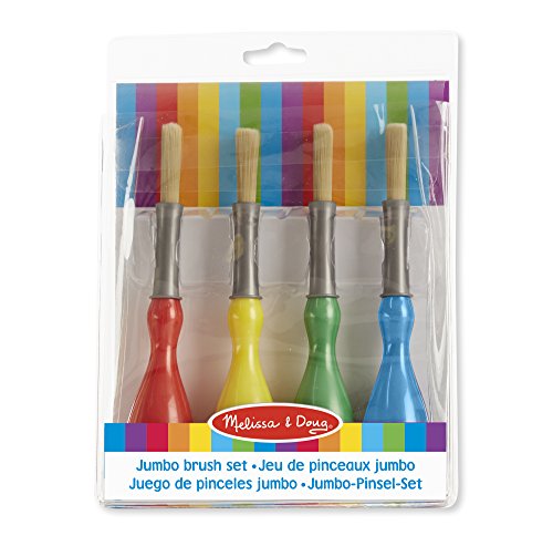 Melissa & Doug Jumbo Brush Set - 4-Pack, Paintbrushes in Red, Blue, Green, Yellow