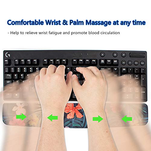BRILA Ergonomic Memory Foam Keyboard Wrist Rest Support Pad Cushion for Computer, Laptop, Office Work, PC Gaming - Massage Holes Design - Easy Typing Wrist Pain Relief (Floral Keyboard Pad) - Thumbnail 5