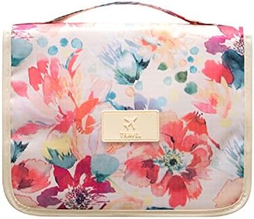 Cimostar Portable Hanging Travel Toiletry Bag - Waterproof Nylon Makeup/Shaving Kit Organizer for Men and Women (Pink)