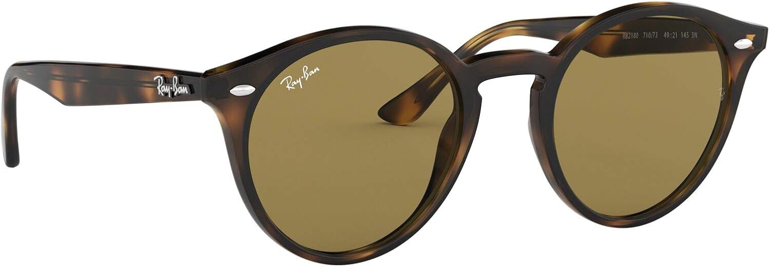 Ray-Ban RB2180 Round Sunglasses, Dark Tortoise/Brown, 49 mm: Shoes