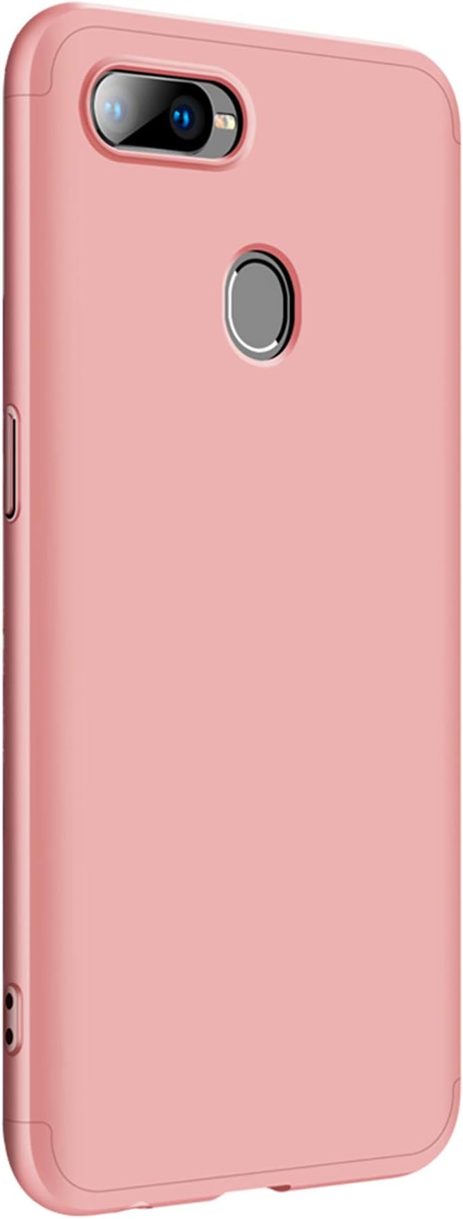 Yuanhuiheng Oppo F9 protective case, ultra-thin PC mobile phone case 360°3 in 1 body protection, with tempered glass anti-shock Anti-fall phone case compatible Oppo F9(Pink)