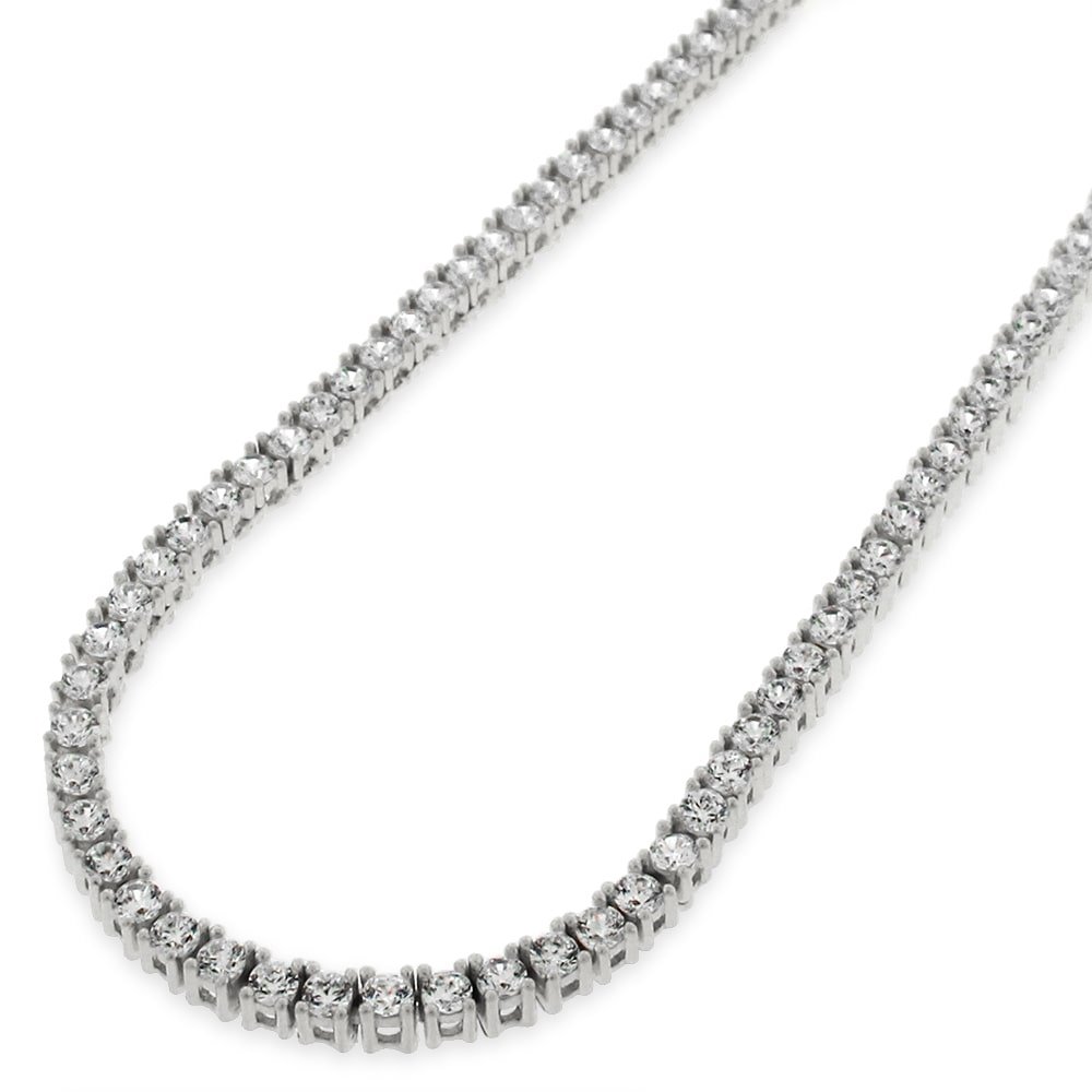 NYC Sterling Unisex Sterling Silver 3mm Cubic Zirconia Tennis Necklace (16 Inch) Amazon.co.uk
