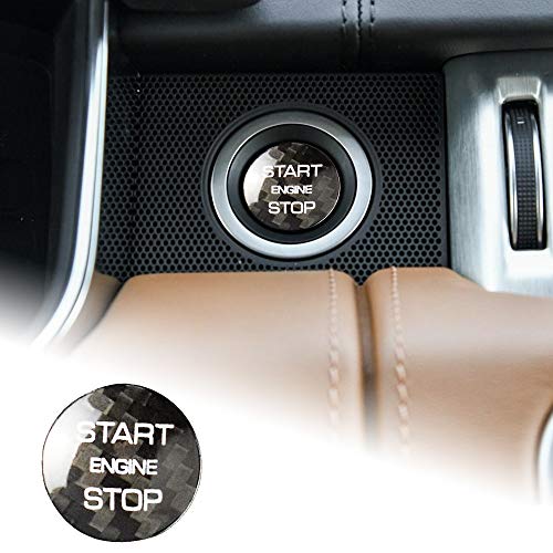 AIRSPEED Carbon Fiber Car Engine Start Button Sticker for Range Rover Evoque Velar Discovery Sport(Black)