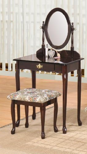 Queen Ann Vanity Set Espresso Finish