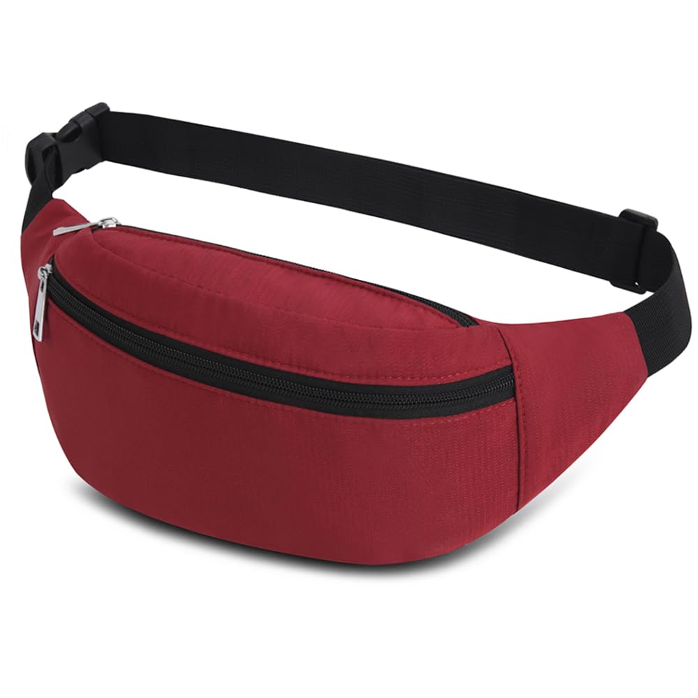 Waterproof Bumbags Waist Fanny Pack for Men Women Ladies Fashion Bum Bag with Adjustable Belt for Sport Running Hiking Jogging Girls Women Men (Red)
