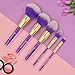 Becoyou Professional Makeup Brush Set, 5 Pieces Cosmetic Brushes Kit with Rhinestone Acrylic Smooth Handle for Blending Power Foundation Eyebrow Blush Concealer, Purple